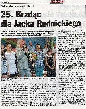 Nagroda Brzdąca dla prof. Jacka Rudnickiego.